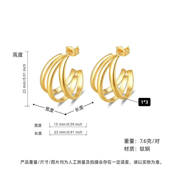 Women's Titanium Steel Geometric Ushaped Electroplated Earrings