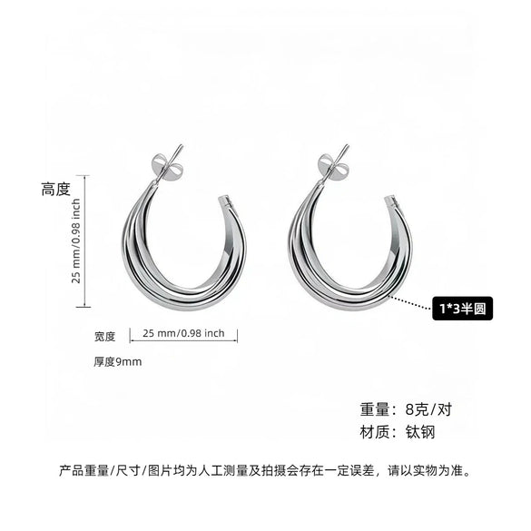Women's Titanium Steel Geometric Ushaped Electroplated Earrings