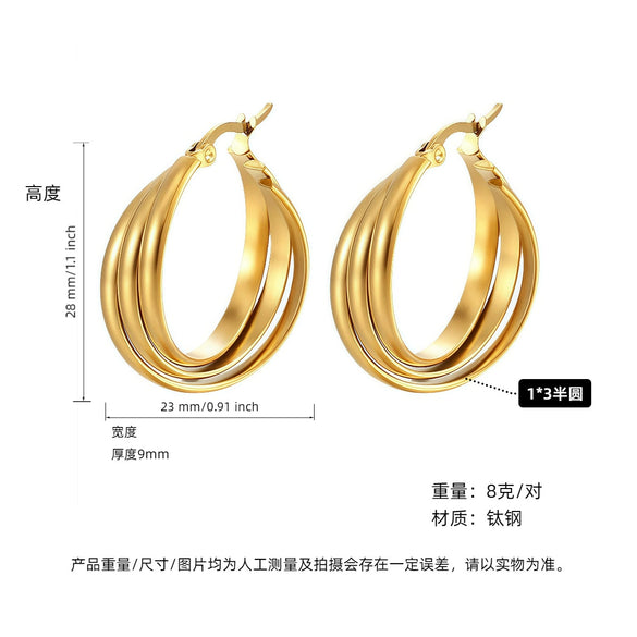 Women's Titanium Steel Geometric Ushaped Electroplated Earrings