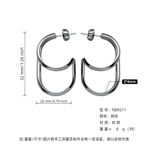 Women's Titanium Steel Geometric Ushaped Electroplated Earrings