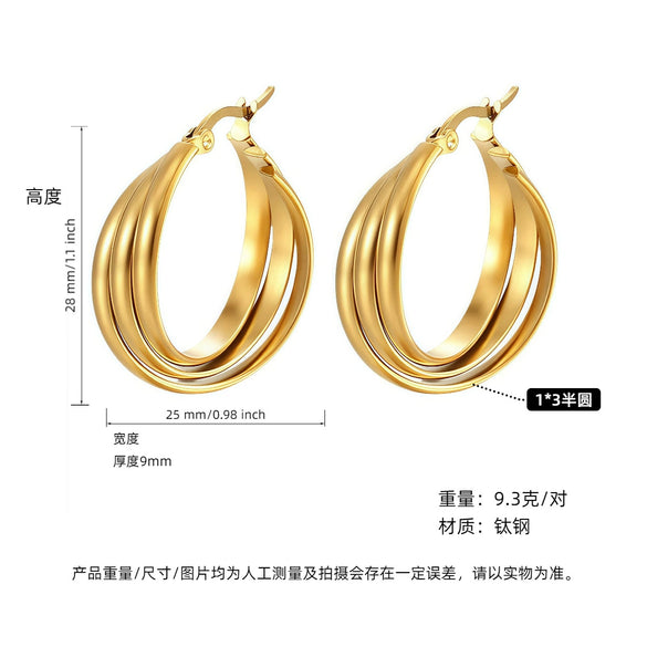 Women's Titanium Steel Geometric Ushaped Electroplated Earrings