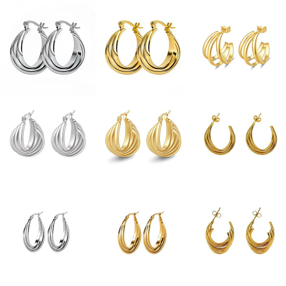 Women's Titanium Steel Geometric Ushaped Electroplated Earrings