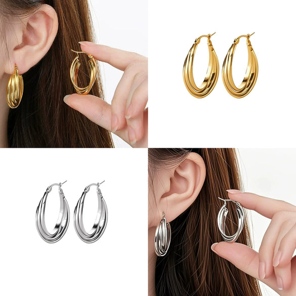 Women's Titanium Steel Geometric Ushaped Electroplated Earrings