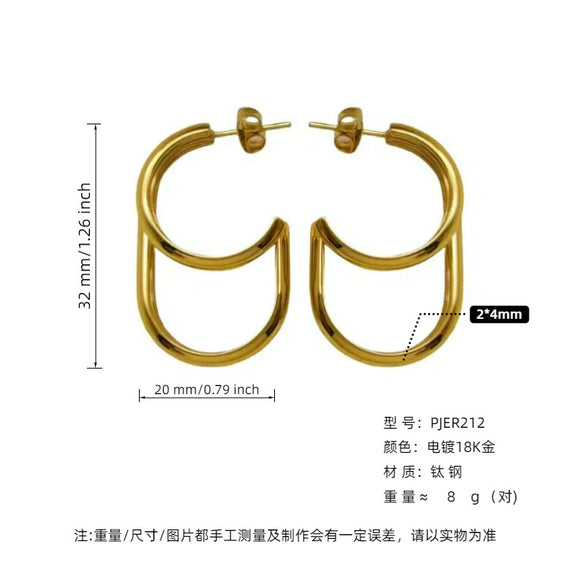 Women's Titanium Steel Geometric Ushaped Electroplated Earrings
