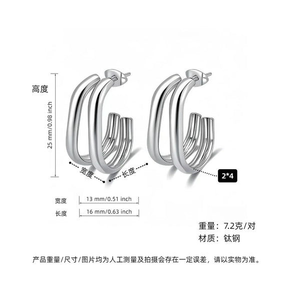 Women's Titanium Steel Geometric Ushaped Electroplated Earrings