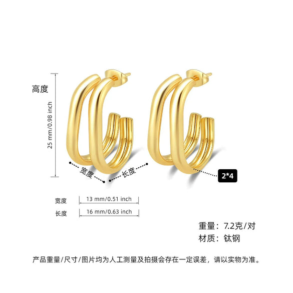 Women's Titanium Steel Geometric Ushaped Electroplated Earrings