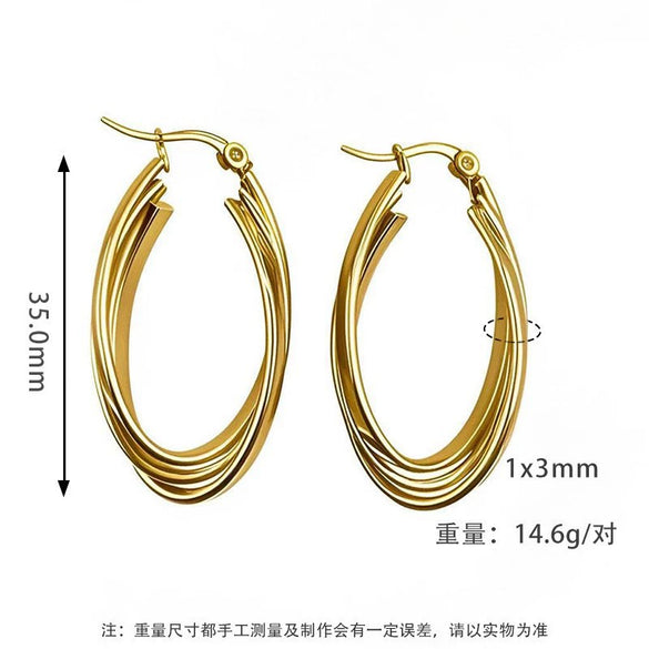 Women's Titanium Steel Geometric Ushaped Electroplated Earrings