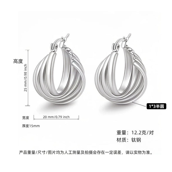 Women's Titanium Steel Geometric Ushaped Electroplated Earrings