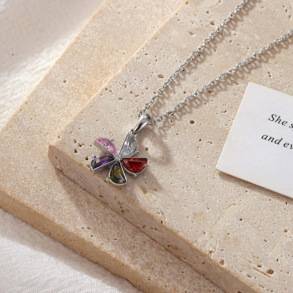 Women's Titanium Steel Geometric Windmill Pendant Necklace Electroplated Minimalist Style