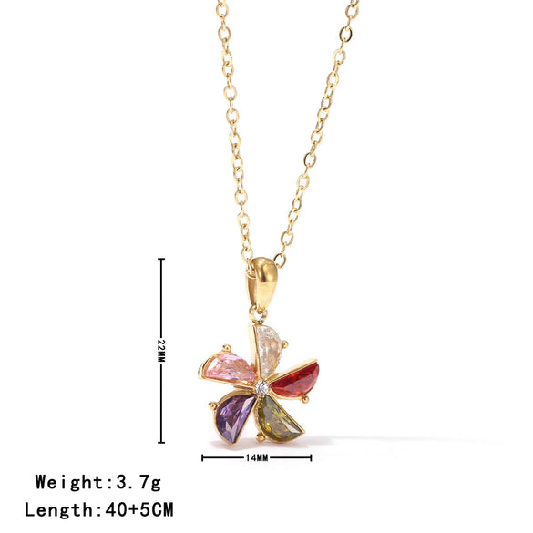 Women's Titanium Steel Geometric Windmill Pendant Necklace Electroplated Minimalist Style