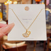 Women's Titanium Steel Ginkgo Leaf Pendant Necklace With Microinlaid Zircon And Geometric Pattern