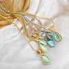 Women's 316L Stainless Steel Glass Stone Water Drop Pendant Necklace With Geometric Pattern And Electroplating Design