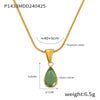 Women's 316L Stainless Steel Glass Stone Water Drop Pendant Necklace With Geometric Pattern And Electroplating Design