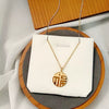 Women's Titanium Steel Gold Color Round Pendant Clavicle Necklace With Letter Text Design And Box Chain Fashion Jewelry