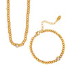 Women's 316L Stainless Steel Gold Plated Beaded Chain Jewelry Set With Zircon Pendant