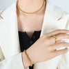 Women's 316L Stainless Steel Gold Plated Beaded Chain Jewelry Set With Zircon Pendant