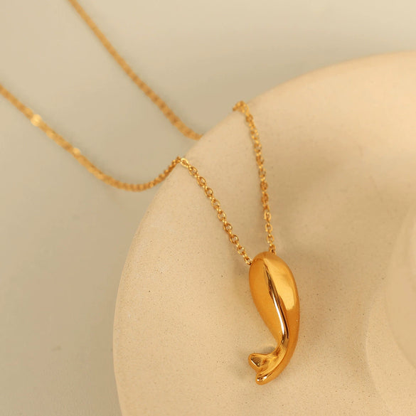 Women's 316L Stainless Steel Gold Plated Dolphin Fish Whale Pendant Necklace Fashion Style