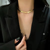 Women's Titanium Steel Gold Plated Flat Snake Bone Chain Geometric Necklace Fashion Clavicle Chain For Layering