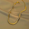 Women's Titanium Steel Gold Plated Flat Snake Bone Chain Geometric Necklace Fashion Clavicle Chain For Layering