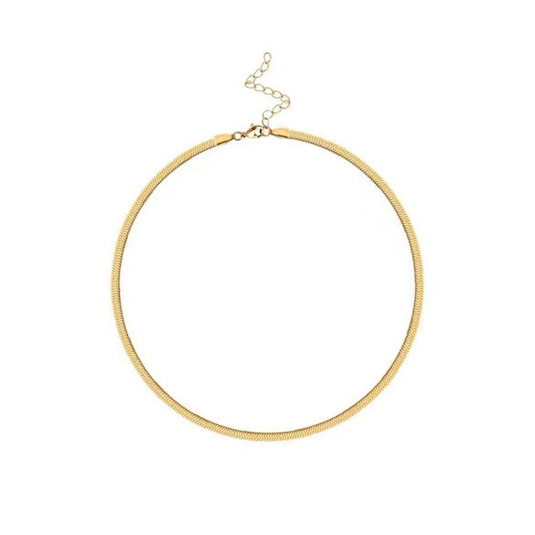 Women's Titanium Steel Gold Plated Flat Snake Bone Chain Geometric Necklace Fashion Clavicle Chain For Layering