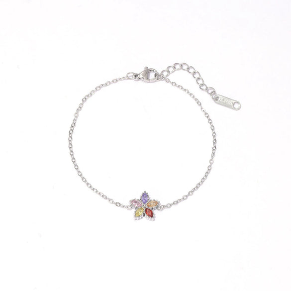 Women's Titanium Steel Gold Plated Geometric Flower Bracelet With Electroplating Simple Style