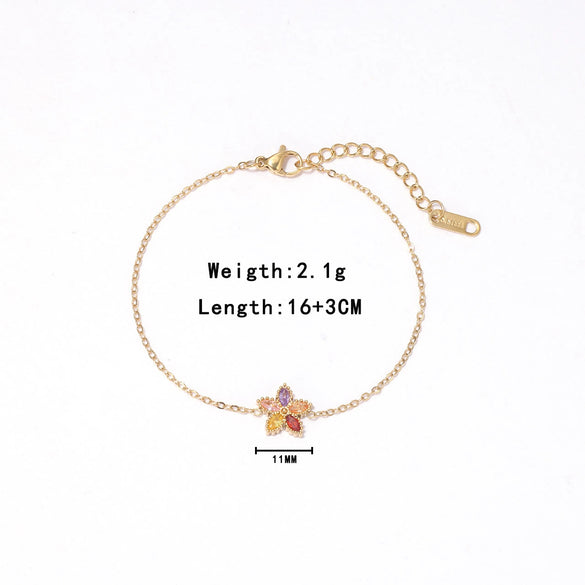 Women's Titanium Steel Gold Plated Geometric Flower Bracelet With Electroplating Simple Style