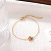 Women's Titanium Steel Gold Plated Geometric Flower Bracelet With Electroplating Simple Style