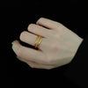 Women's Titanium Steel Gold Plated Geometric Frosted Couple Pair Ring Tail Ring