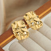 Women's 316L Stainless Steel Gold Plated Geometric Irregular Square Pleated Earrings Jewelry