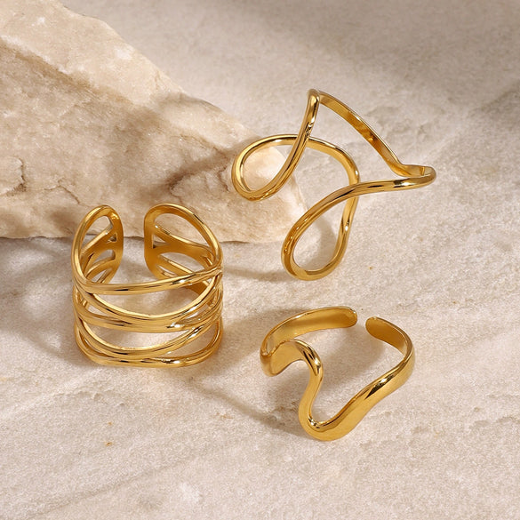 Women's Titanium Steel Gold Plated Non Fading Ring With Geometric Design Light Luxury Stainless Steel Jewelry And High End Accessories Electroplating Processing