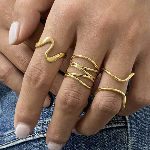 Women's Titanium Steel Gold Plated Non Fading Ring With Geometric Design Light Luxury Stainless Steel Jewelry And High End Accessories Electroplating Processing