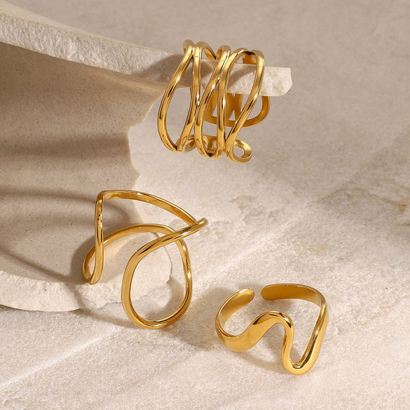 Women's Titanium Steel Gold Plated Non Fading Ring With Geometric Design Light Luxury Stainless Steel Jewelry And High End Accessories Electroplating Processing