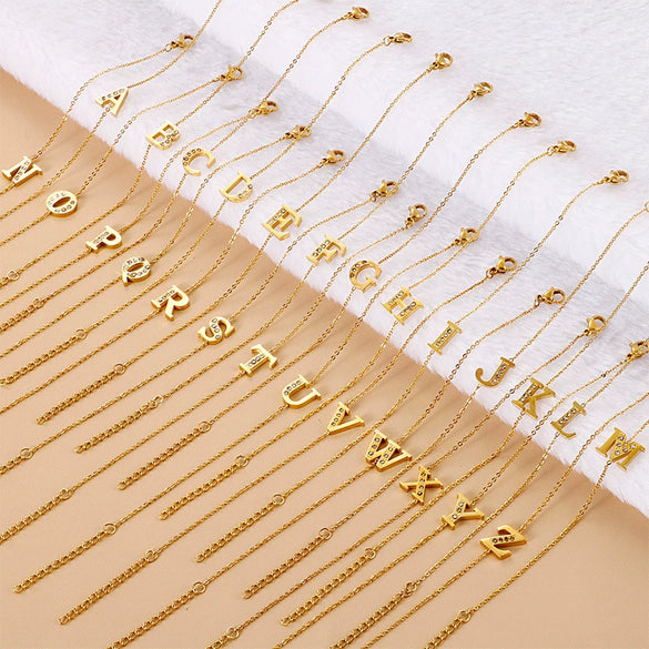 Women's Titanium Steel Gold Tone Electroplated Letter Bracelet With Rhinestone Accents Simple Text Style Jewelry