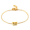 Women's Titanium Steel Gold Tone Electroplated Letter Bracelet With Rhinestone Accents Simple Text Style Jewelry