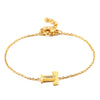 Women's Titanium Steel Gold Tone Electroplated Letter Bracelet With Rhinestone Accents Simple Text Style Jewelry