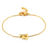 Women's Titanium Steel Gold Tone Electroplated Letter Bracelet With Rhinestone Accents Simple Text Style Jewelry