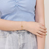 Women's Titanium Steel Gold Tone Electroplated Letter Bracelet With Rhinestone Accents Simple Text Style Jewelry