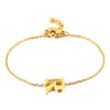 Women's Titanium Steel Gold Tone Electroplated Letter Bracelet With Rhinestone Accents Simple Text Style Jewelry