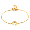 Women's Titanium Steel Gold Tone Electroplated Letter Bracelet With Rhinestone Accents Simple Text Style Jewelry