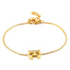 Women's Titanium Steel Gold Tone Electroplated Letter Bracelet With Rhinestone Accents Simple Text Style Jewelry