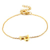 Women's Titanium Steel Gold Tone Electroplated Letter Bracelet With Rhinestone Accents Simple Text Style Jewelry