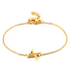 Women's Titanium Steel Gold Tone Electroplated Letter Bracelet With Rhinestone Accents Simple Text Style Jewelry