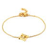 Women's Titanium Steel Gold Tone Electroplated Letter Bracelet With Rhinestone Accents Simple Text Style Jewelry