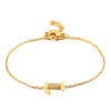 Women's Titanium Steel Gold Tone Electroplated Letter Bracelet With Rhinestone Accents Simple Text Style Jewelry
