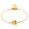 Women's Titanium Steel Gold Tone Electroplated Letter Bracelet With Rhinestone Accents Simple Text Style Jewelry