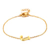 Women's Titanium Steel Gold Tone Electroplated Letter Bracelet With Rhinestone Accents Simple Text Style Jewelry