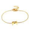 Women's Titanium Steel Gold Tone Electroplated Letter Bracelet With Rhinestone Accents Simple Text Style Jewelry