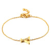 Women's Titanium Steel Gold Tone Electroplated Letter Bracelet With Rhinestone Accents Simple Text Style Jewelry