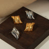 Women's 316L Stainless Steel Goldplated Geometric Quadrilateral Texture Earrings Fashion Jewelry