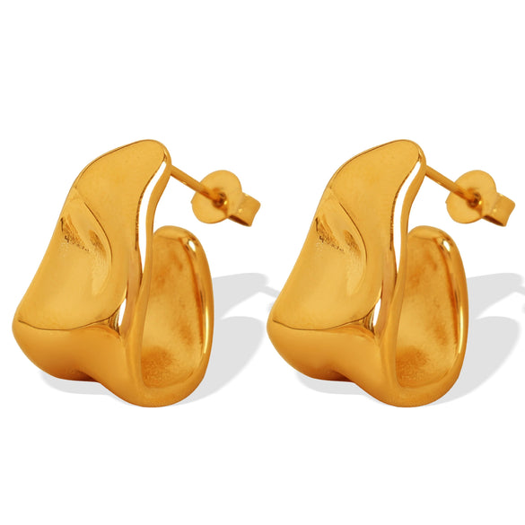 Women's 316L Stainless Steel Goldplated Geometric Ushaped Embossed Earrings